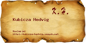 Kubicza Hedvig névjegykártya